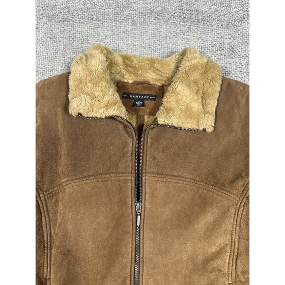 Y2K Vintage Rampage Jacket Womens Extra Large Brown Suede Shearling 90s Grunge - Picture 5 of 16